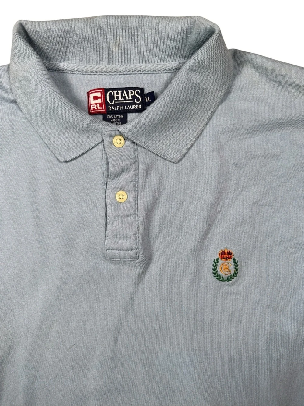 Polo Ralph Lauren Chaps Men Crest Embroidered Polo Shirt Light Blue Classic Fit